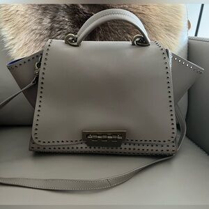 Zac Posen Gray Leather Stud-Trim Satchel
